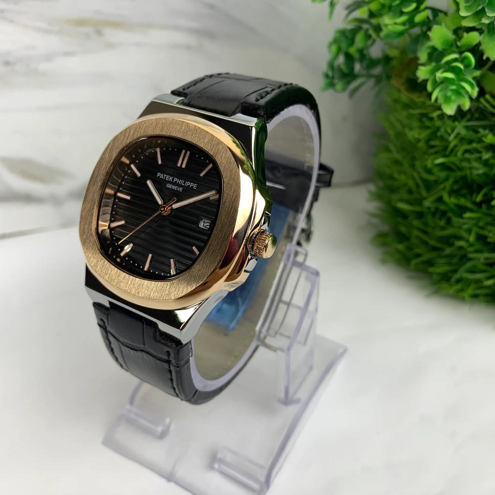Patek Phillip Black Strap With Black Dial