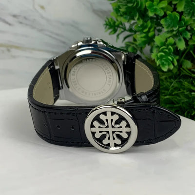 Patek Phillip Black Strap With White Dial